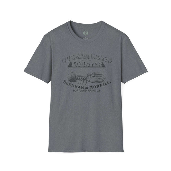 heather graphite mens tshirt with vintage graphic logo of lobster brand