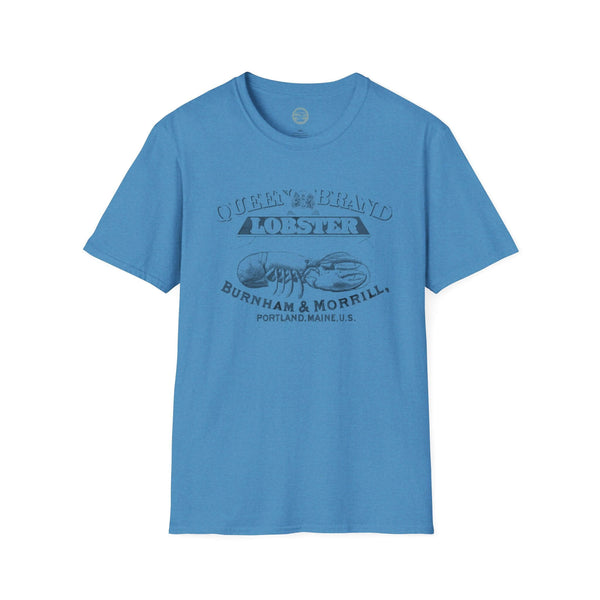 heather sapphire mens tshirt with vintage graphic logo of lobster brand