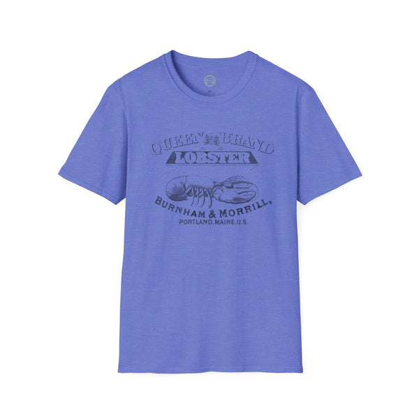 heather royal mens tshirt with vintage graphic logo of lobster brand