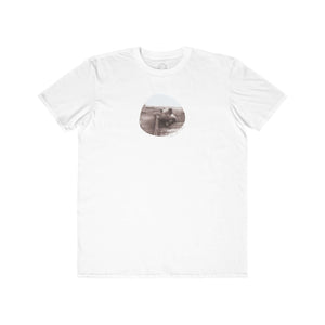 white mens tshirt with vintage photo print of pig and the text i ham who i ham